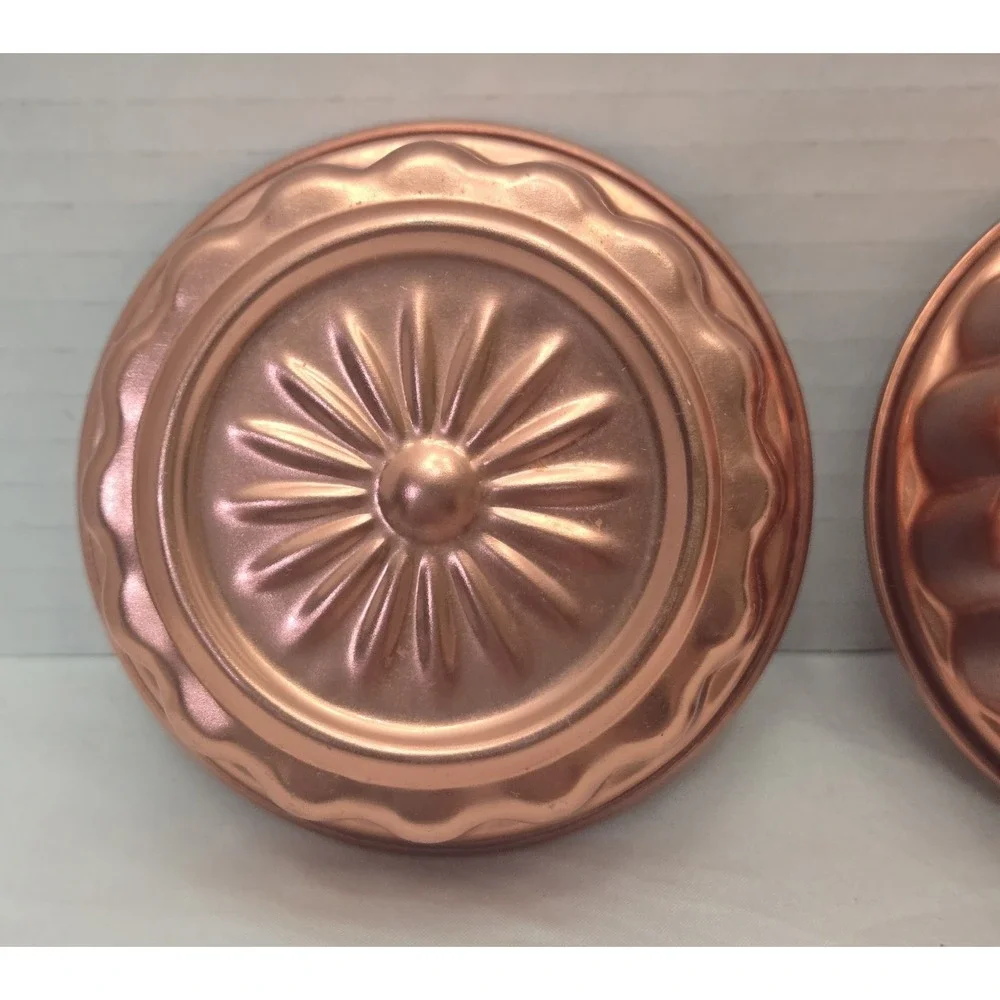 Vintage Jello Molds Set Of 4 Copper Color Aluminum Cake Tart Molds
